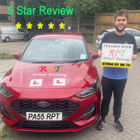Happy learner driver from pellon after passing test in Halifax, UK